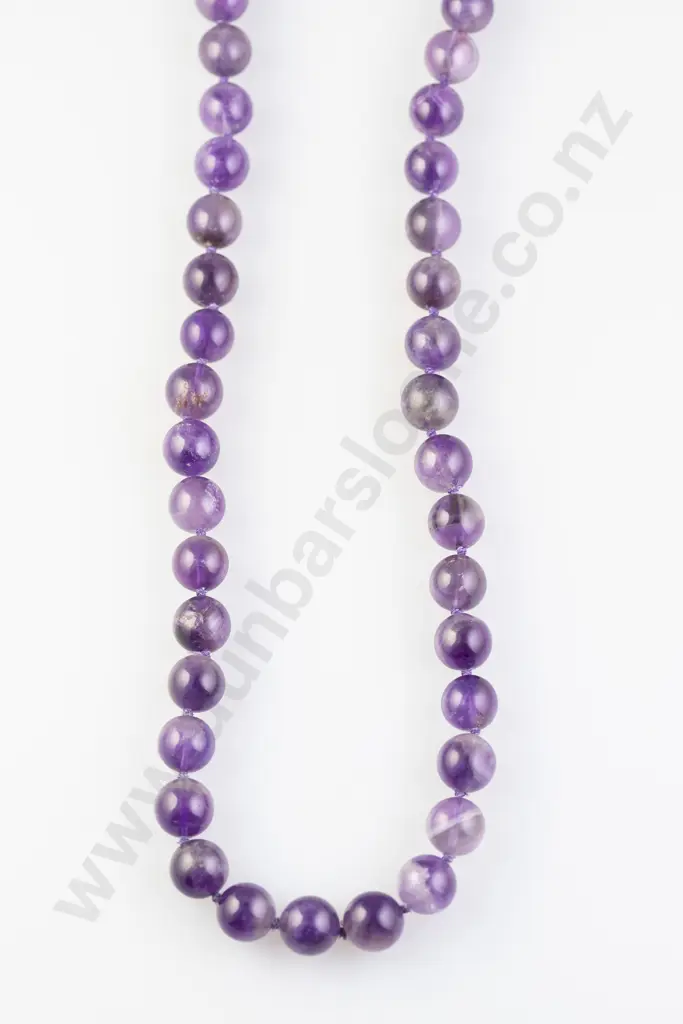 Single Strand Uniform Amethyst Bead Necklace Image 1++