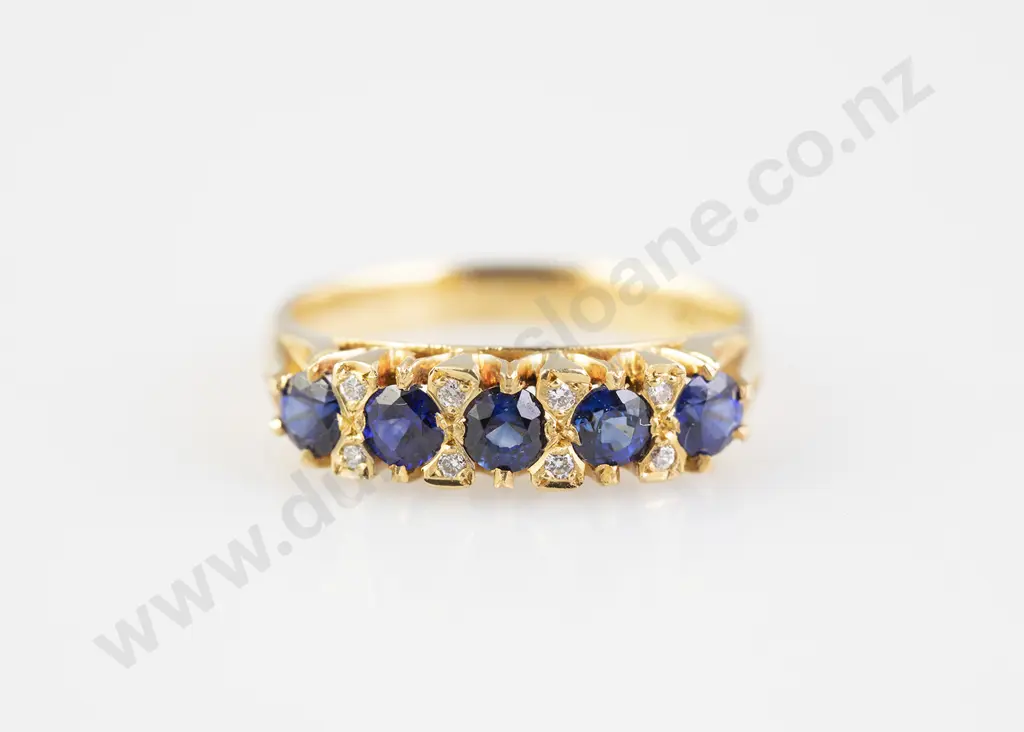 18ct 13stone Sapphire and Diamond Bridge Ring Image 1++
