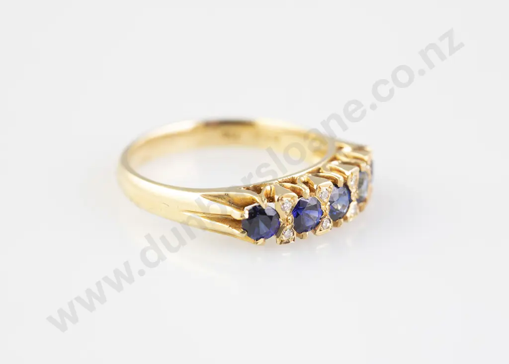 18ct 13stone Sapphire and Diamond Bridge Ring Image 1++