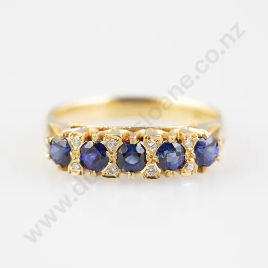 18ct 13stone Sapphire and Diamond Bridge Ring