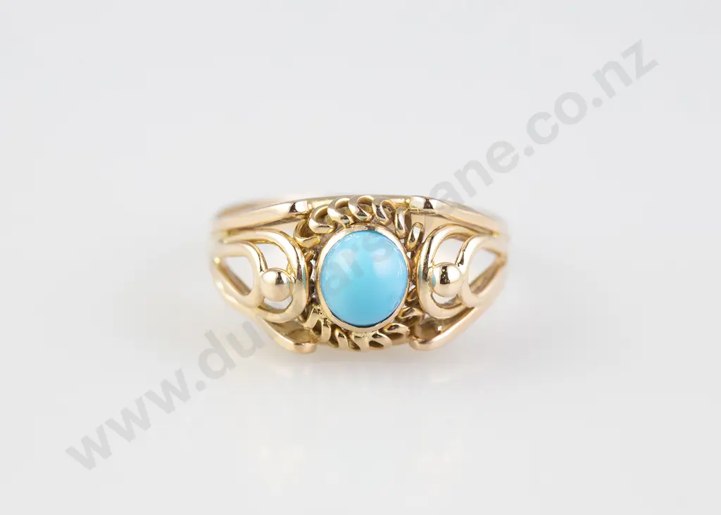 18ct Single Turquoise Dress Ring Image 1++
