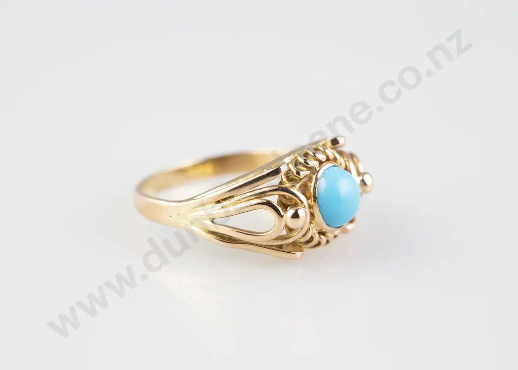 18ct Single Turquoise Dress Ring Image 1++