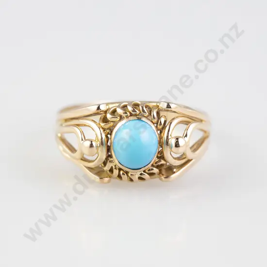 18ct Single Turquoise Dress Ring