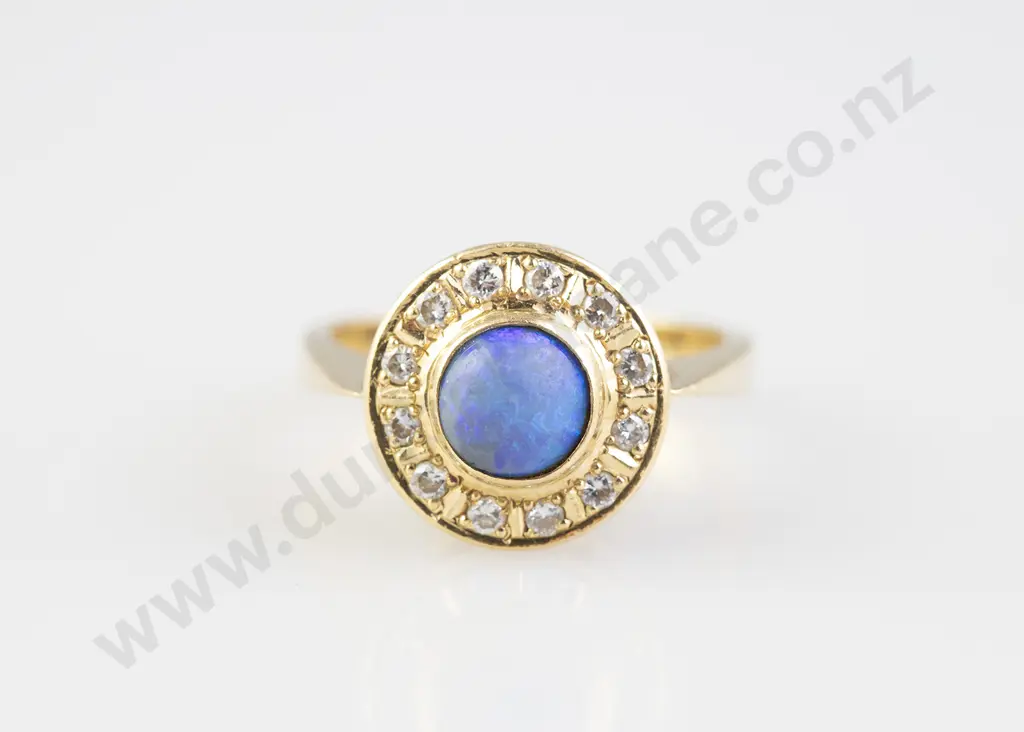18ct 13stone Black Opal and Diamond Cluster Ring Image 1++
