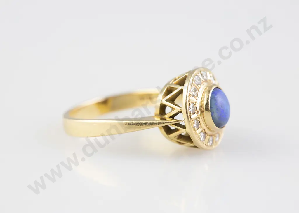 18ct 13stone Black Opal and Diamond Cluster Ring Image 1++