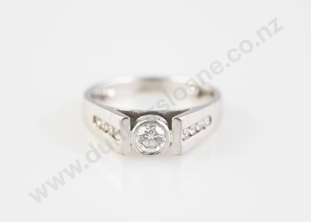 18ct White Gold Solitaire Diamond Ring Image 1++