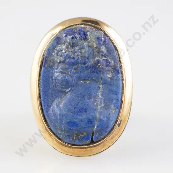 Antique 18ct Lapis Lazuli Cameo Ring