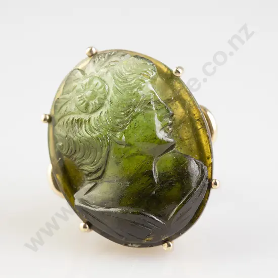 14ct Large Tourmaline Cameo Ring
