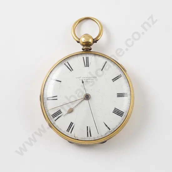 18ct Cased Open Face Key Wind Pocket Watch