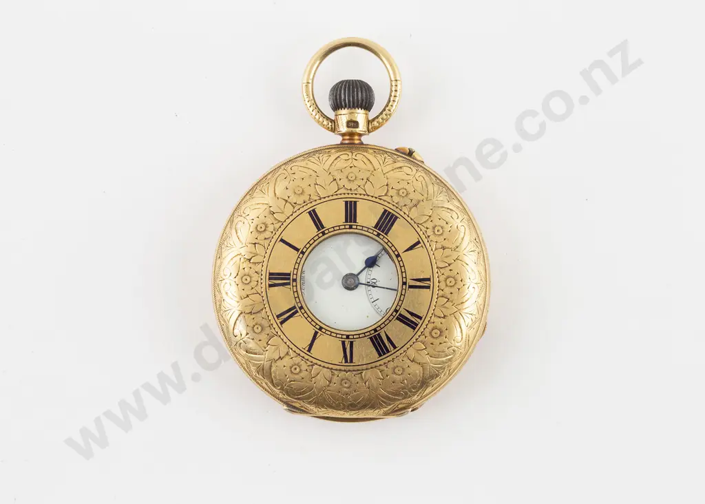 18ct Half Hunter Cased Lever Wind Pocket Watch Image 1++