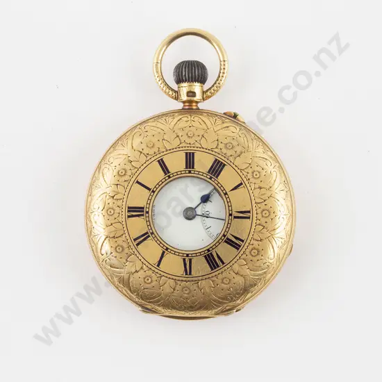 18ct Half Hunter Cased Lever Wind Pocket Watch