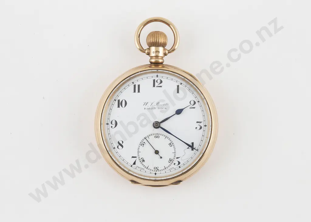 9ct Swiss Movement Cased Open Face Lever Wind Pocket Watch Image 1++