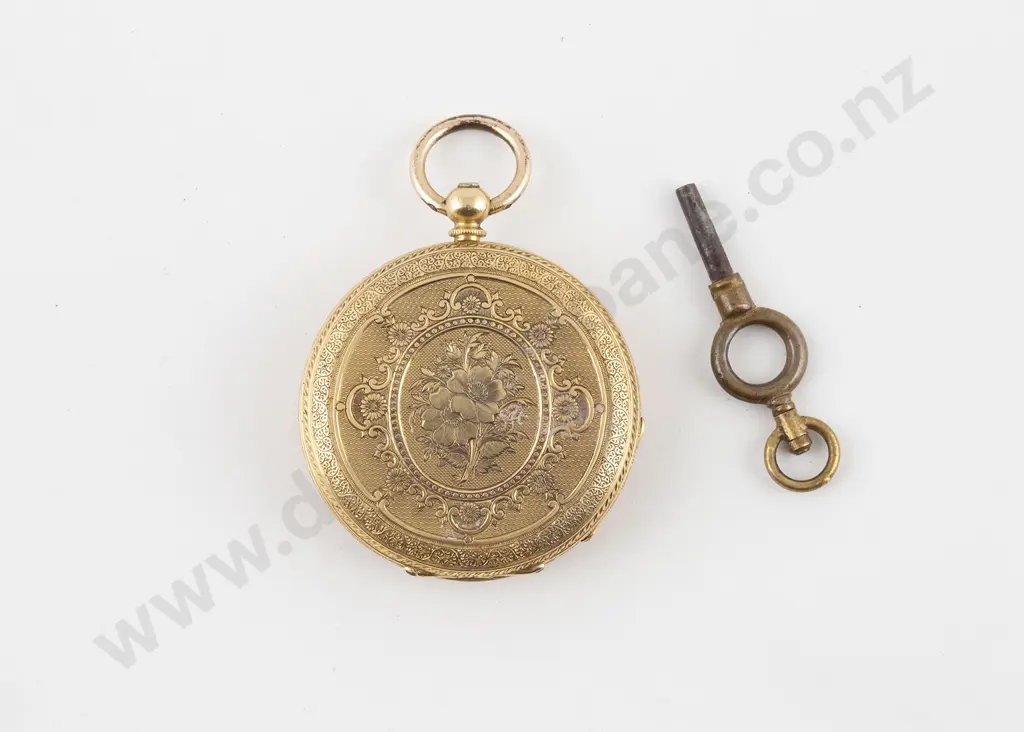 Victorian 18ct Open Face Key Wind Fob Watch Image 1++