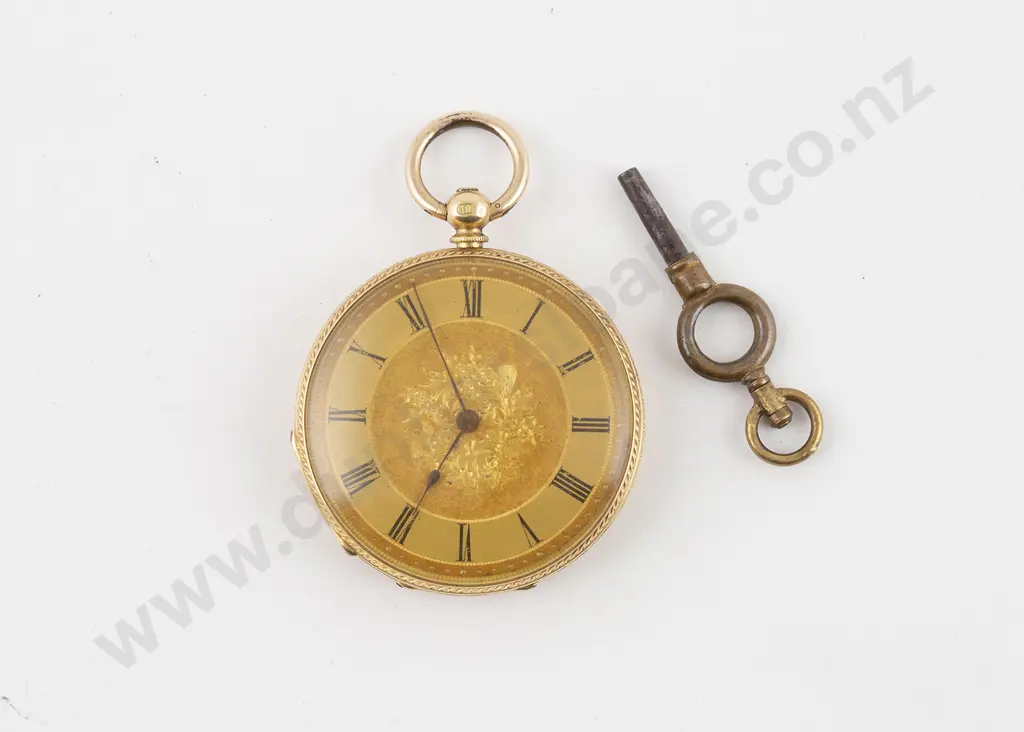 Victorian 18ct Open Face Key Wind Fob Watch Image 1++