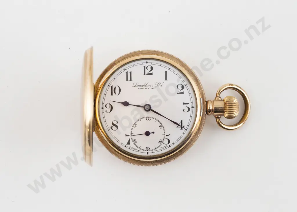 Gold Plate Swiss Movement Hunter Cased Lever Wind Pocket Watch Image 1++