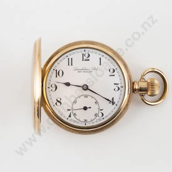 Gold Plate Swiss Movement Hunter Cased Lever Wind Pocket Watch