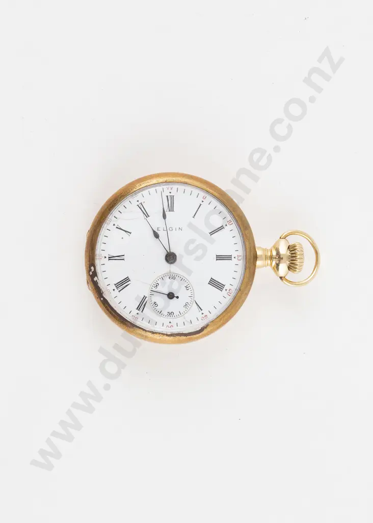 Elgin USA 14ct Cased Open Face Lever Wind Fob Watch Image 1++