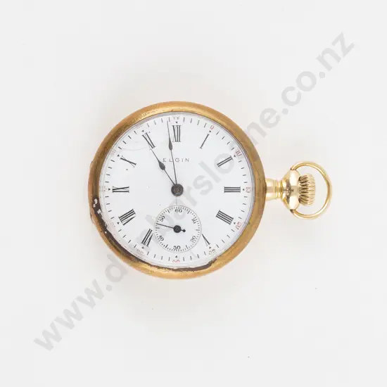 Elgin USA 14ct Cased Open Face Lever Wind Fob Watch