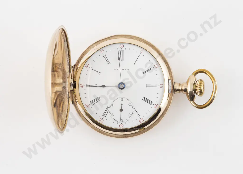 American Waltham Watch Co Gold Plate Hunter Cased Lever Wind Pocket Watch Image 1++
