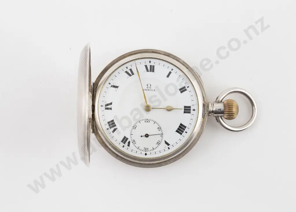 Omega .935 Silver Hunter Cased Lever Wind Pocket Watch Image 1++