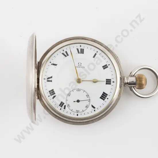 Omega .935 Silver Hunter Cased Lever Wind Pocket Watch