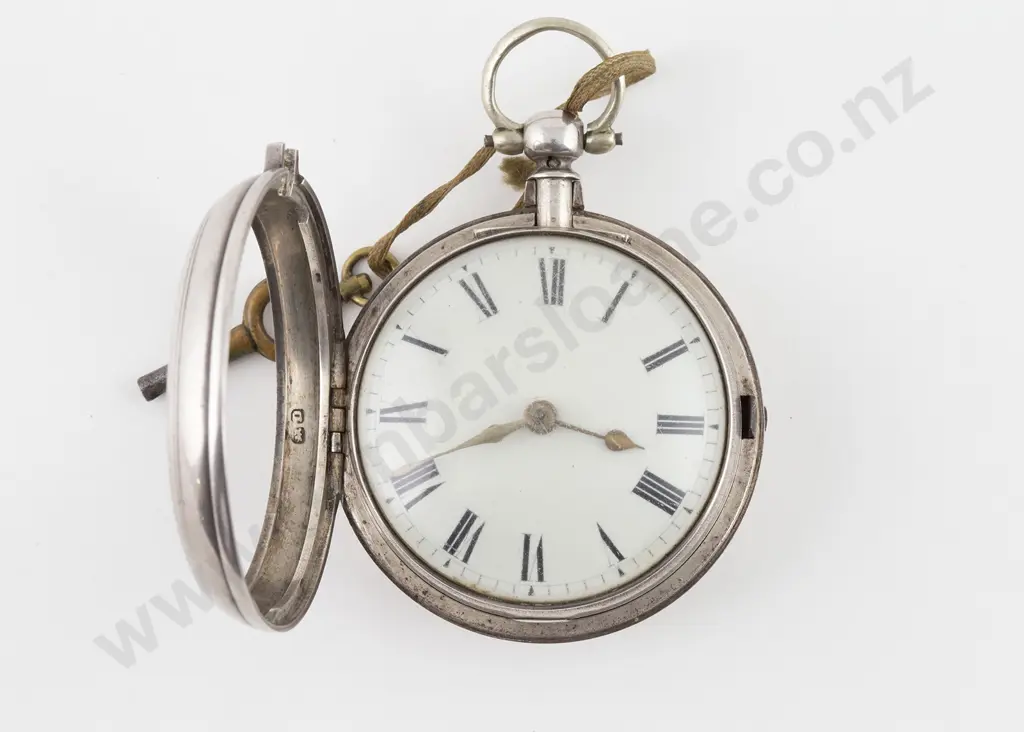 Pear Cased S/S Open Face Key Wind Pocket Watch Image 1++
