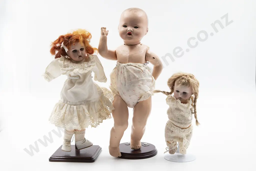 All Composition Baby Doll and Two Bisque Dolls Image 1++