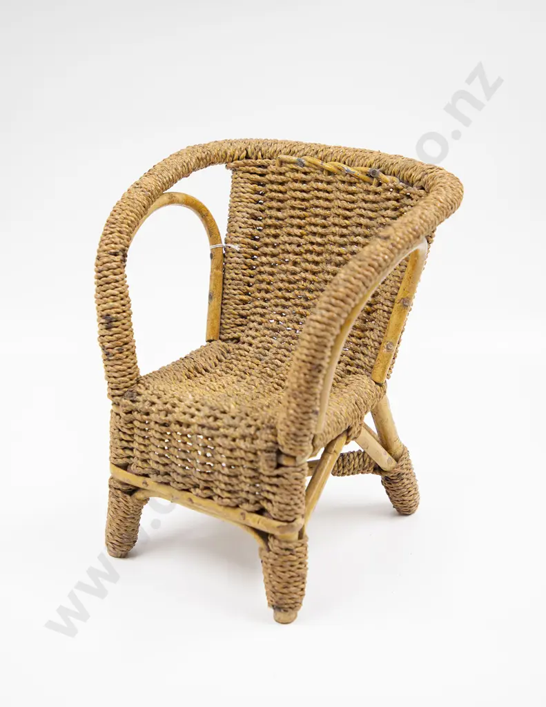 Vintage Seagrass Cane Dolls Chair Image 1++