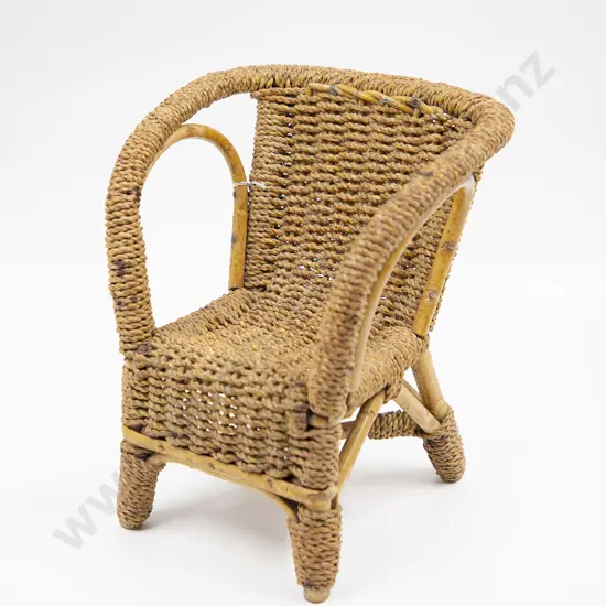 Vintage Seagrass Cane Dolls Chair