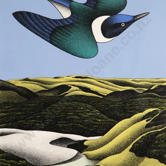 Don Binney (1940-2012) - Swoop of the Kotare Wainamu