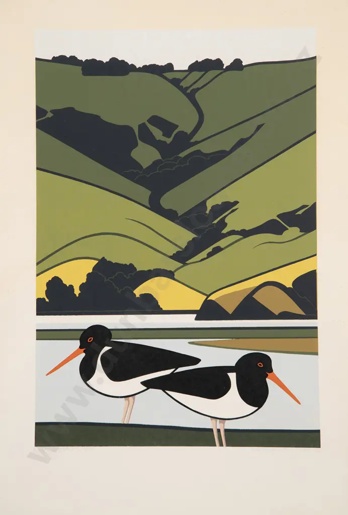 Robin White (b 1946) - Oystercatchers Image 1++