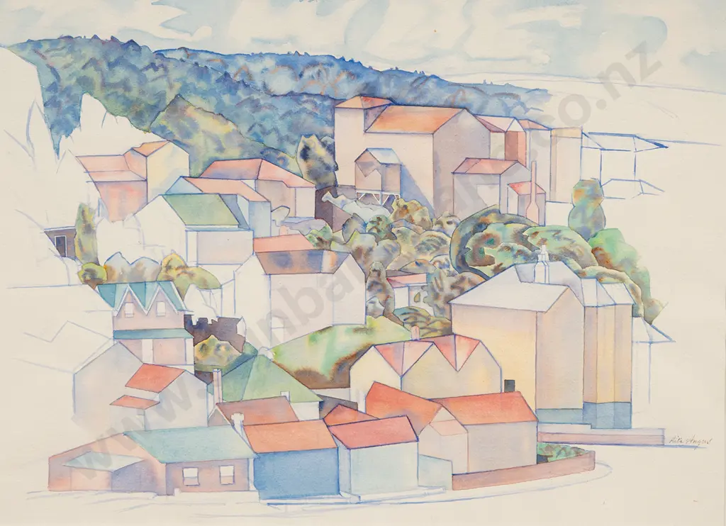 Rita Angus (1908–1970) - Houses Thorndon Image 1++