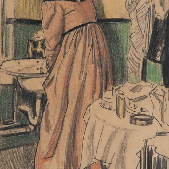Dame Laura Knight DBE RA RWA (British 1877-1970) - Basin in a dressing room