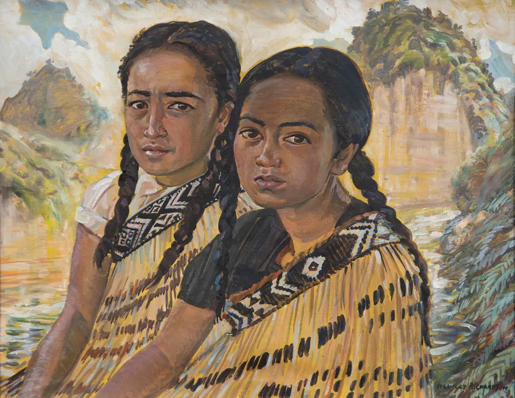 Harry Linley Richardson (1878-1947) - Portrait of Two Maori Girls Image 1++