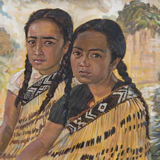Harry Linley Richardson (1878-1947) - Portrait of Two Maori Girls
