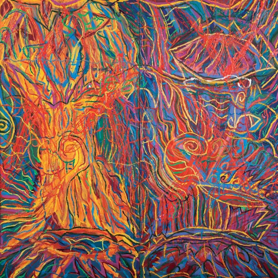 Emily Karaka (b 1952) - Two Trees / NZ settlement act / Maungakeikei