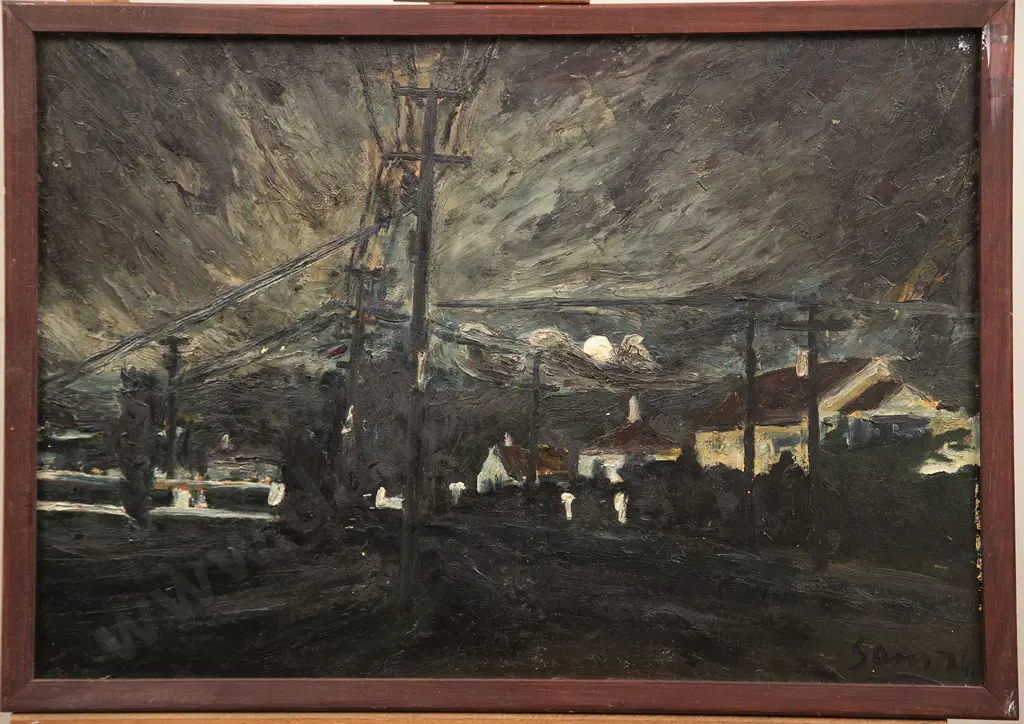 Sam Cairncross (1913-76) - Moon over McKillop Street Porirua Image 1++