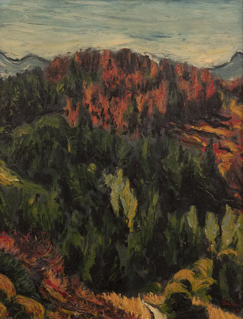 Sam Cairncross (1913-76) - Pine Trees after Fire Newtown Image 1++