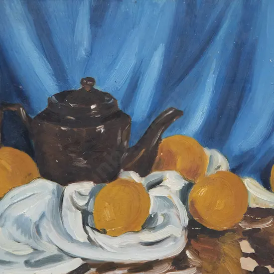 Sam Cairncross (1913-76) - Still Life (Citrus Fruit & Teapot)