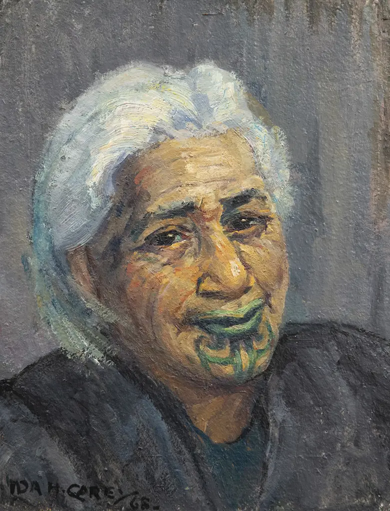 Ida Carey (1891-1982) - Portrait of Maori Woman Image 1++