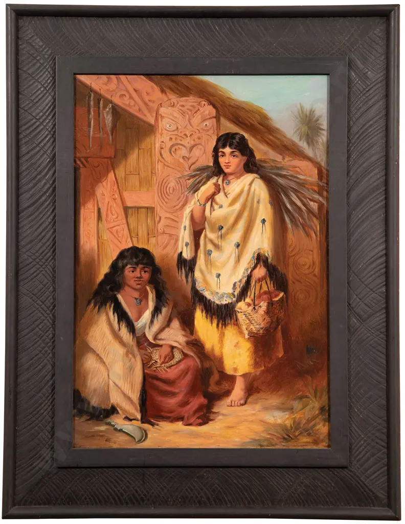 After Thomas Selby Cousins (1840-97) - Untitled (Maori girls outside a meeting house) Image 1++