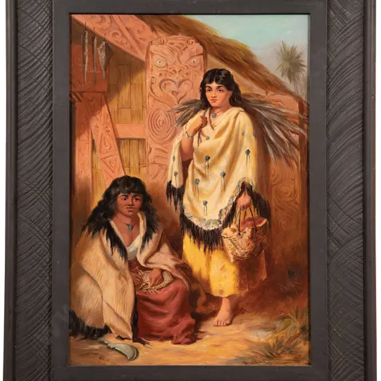 After Thomas Selby Cousins (1840-97) - Untitled (Maori girls outside a meeting house)