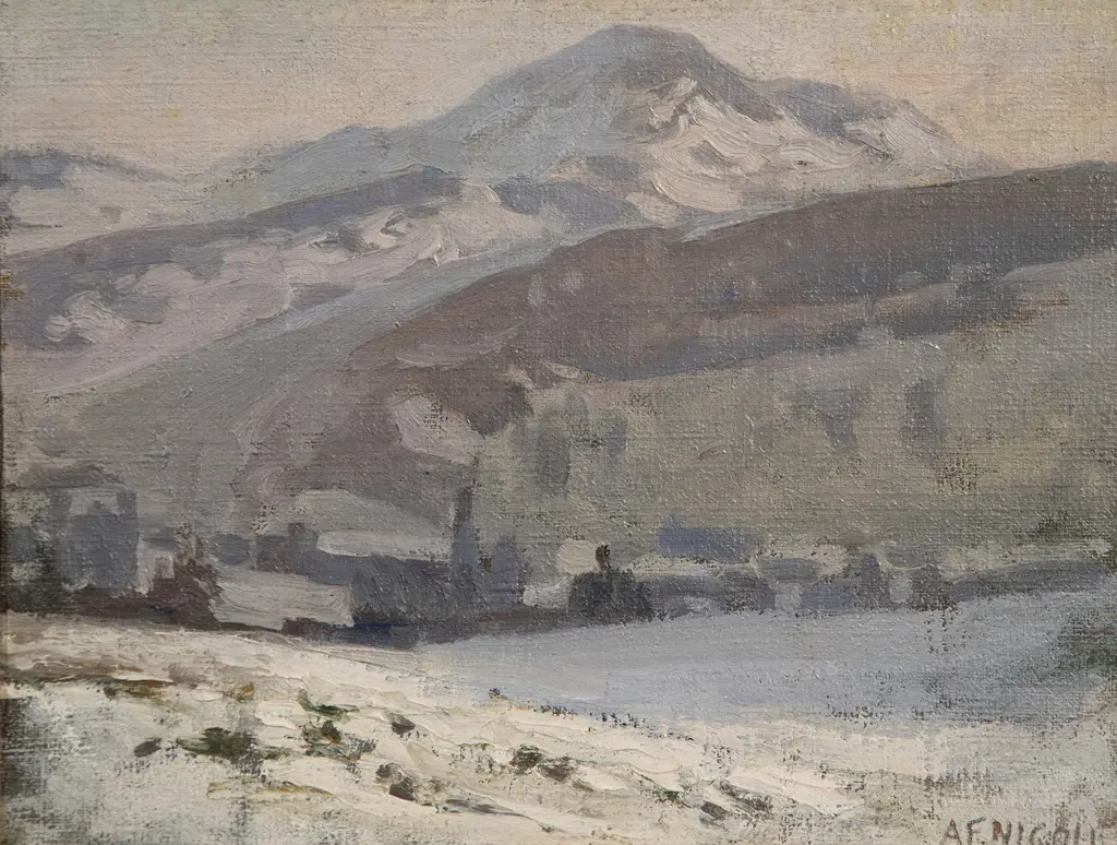 Archibald Nicoll (1886-1952) - Snow on Arthurs Seat Edinburgh Image 1++