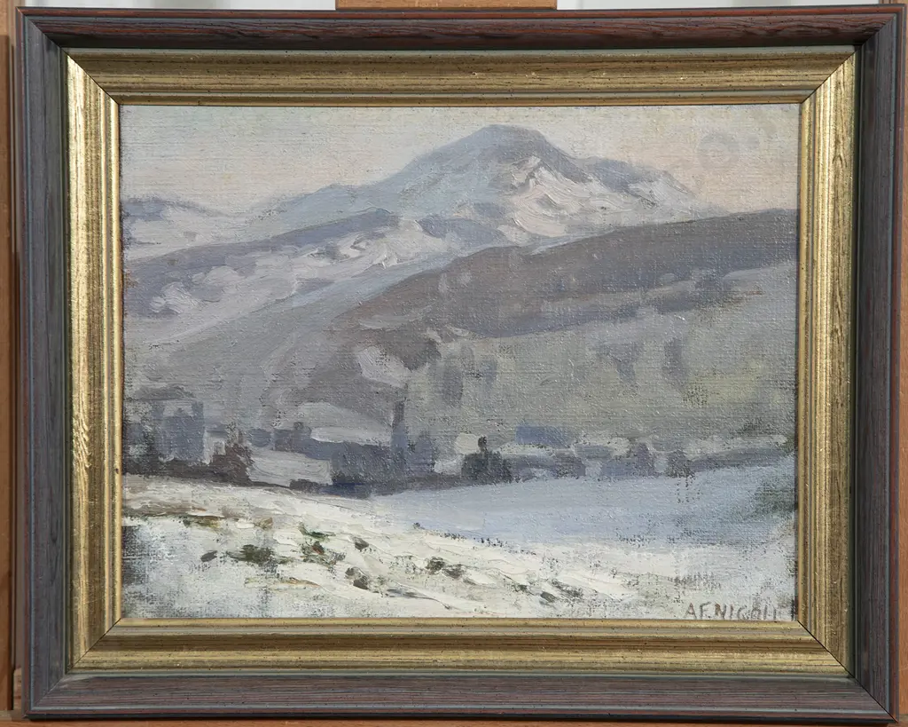 Archibald Nicoll (1886-1952) - Snow on Arthurs Seat Edinburgh Image 1++