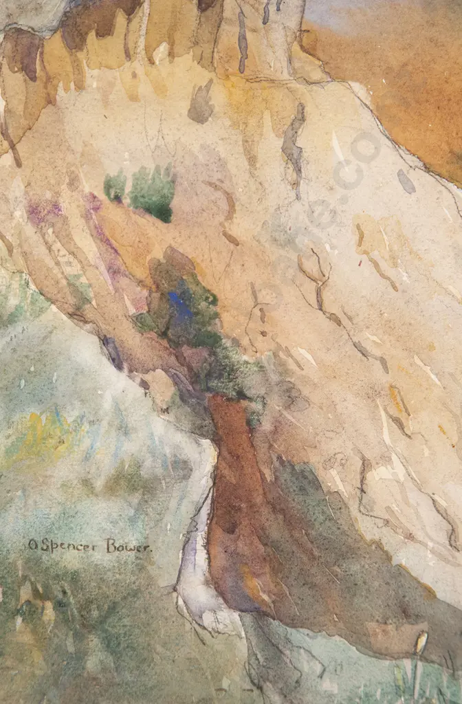 Olivia Spencer Bower (1905-82) - Coastal Scene with Figures on Beach Image 1++