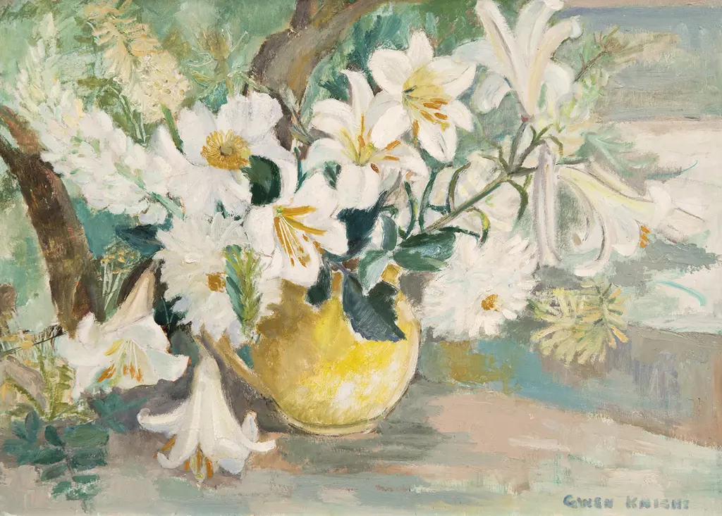 Gwen Knight (1888-1974) - Still Life with White Blooms Image 1++