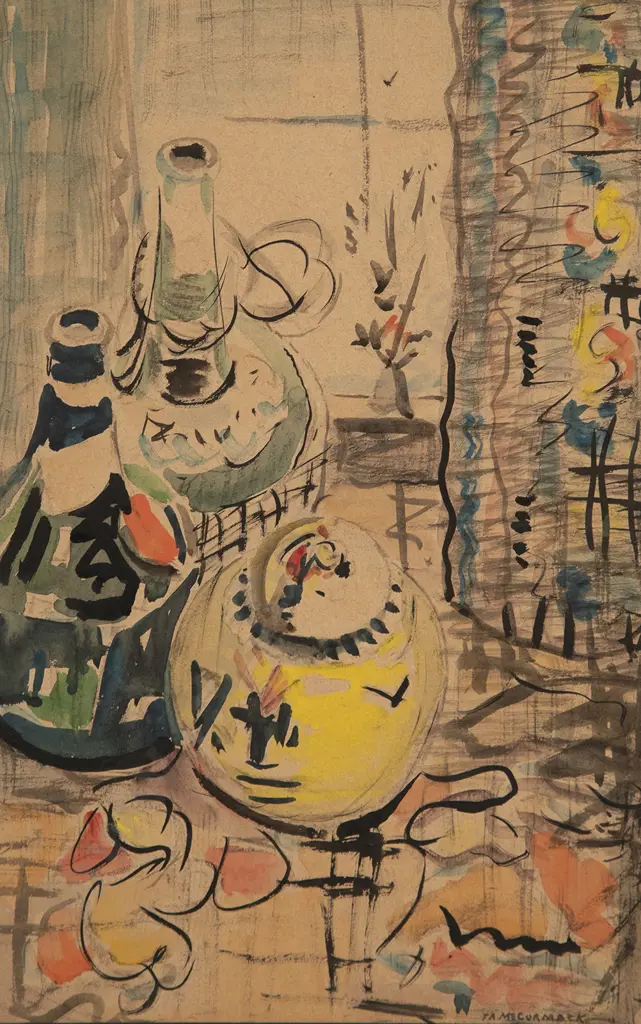 T A McCormack (1883-1973) - Still Life with Chinese Vases & Ginger Jar Image 1++