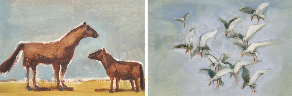 Joanna Braithwaite (b 1962) - Seagulls & Horses (2) Image 1++