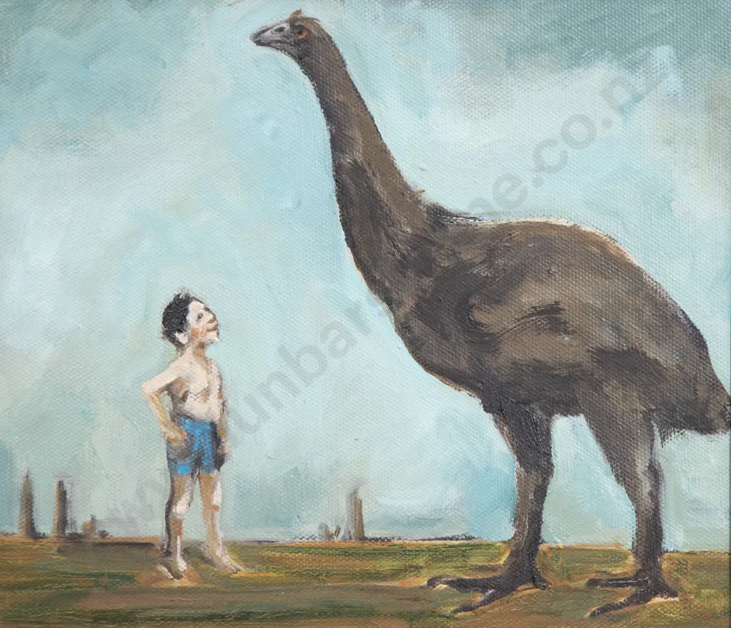 Joanna Braithwaite (b 1962) - Untitled (Boy with Moa) Image 1++