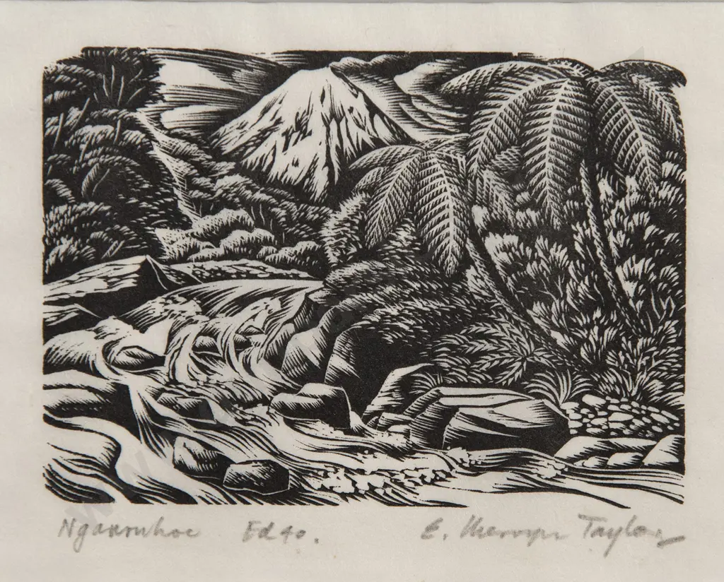 E Mervyn Taylor (1906-64) - Ngauruhoe Image 1++